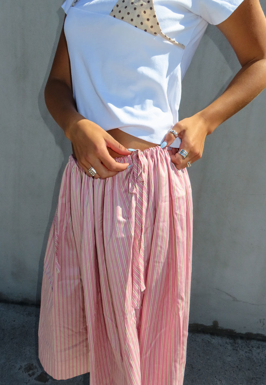 Rhoda Nunn Sunne Skirt Pink Sateen Stripe