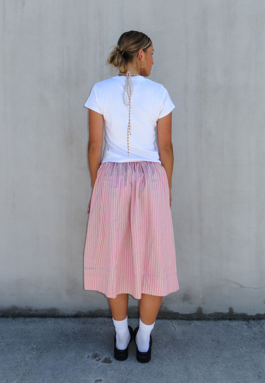 Rhoda Nunn Sunne Skirt Pink Sateen Stripe