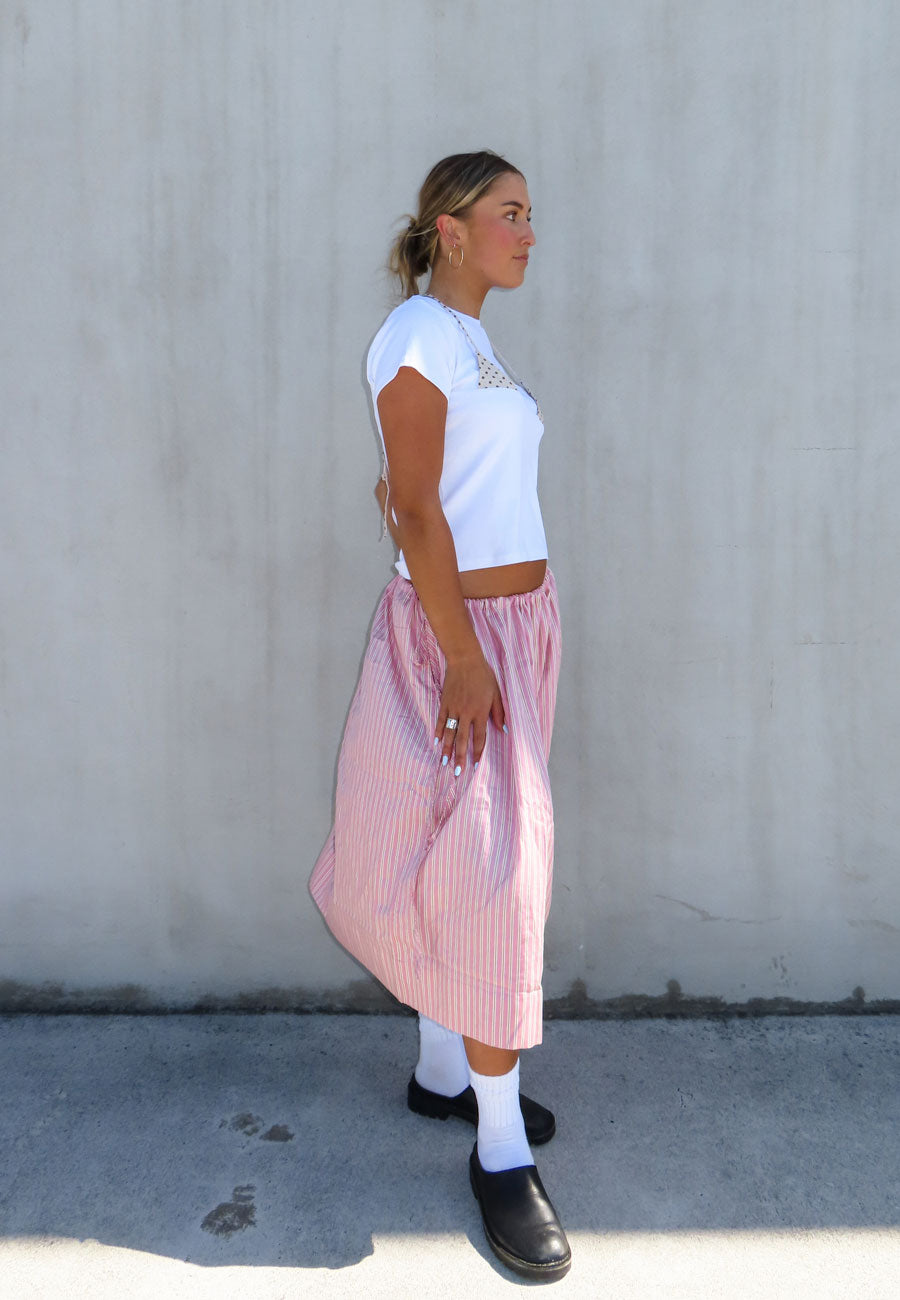 Rhoda Nunn Sunne Skirt Pink Sateen Stripe