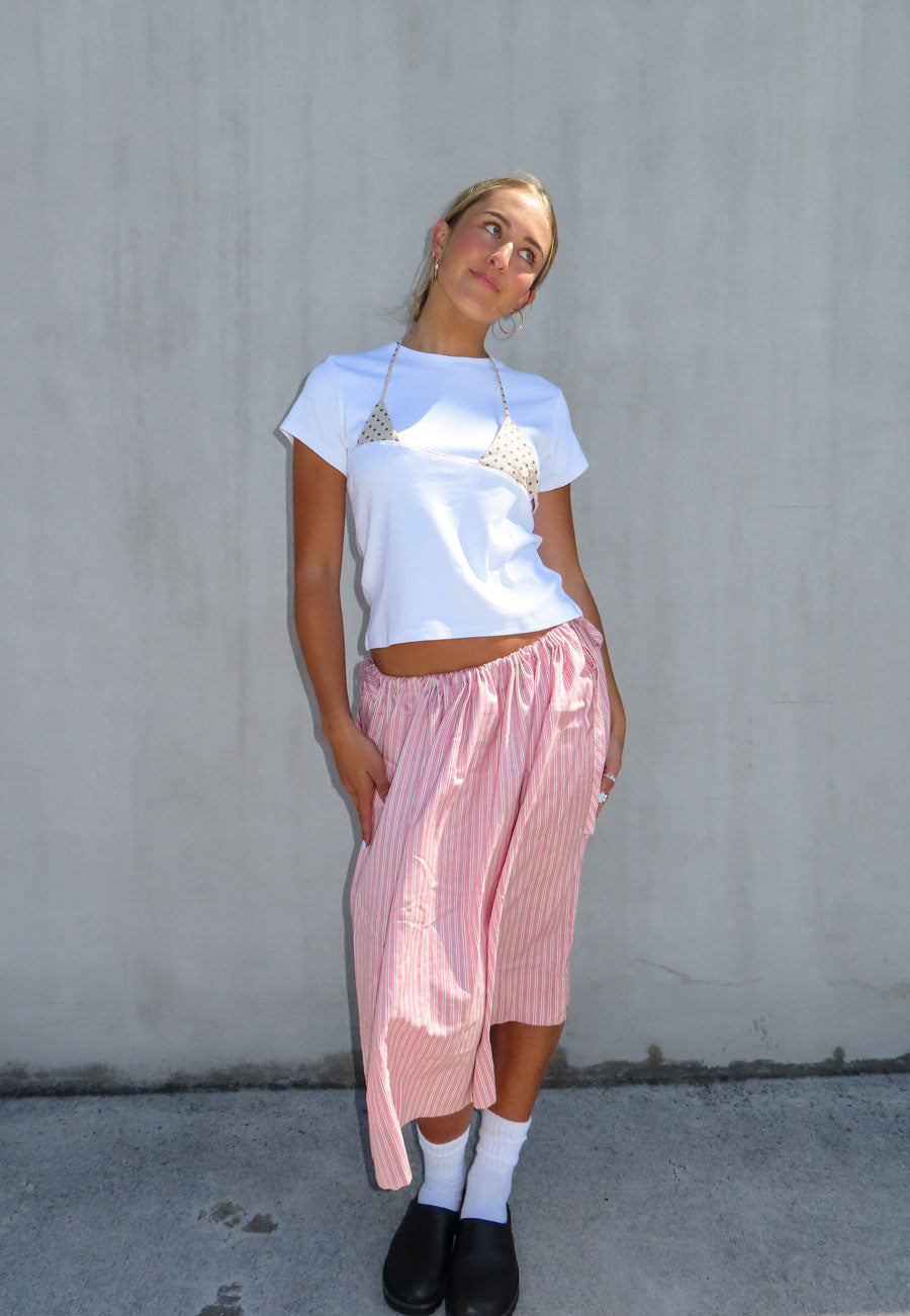 Rhoda Nunn Sunne Skirt Pink Sateen Stripe