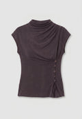 Peachy Den Kylie Button Top  Chocolate