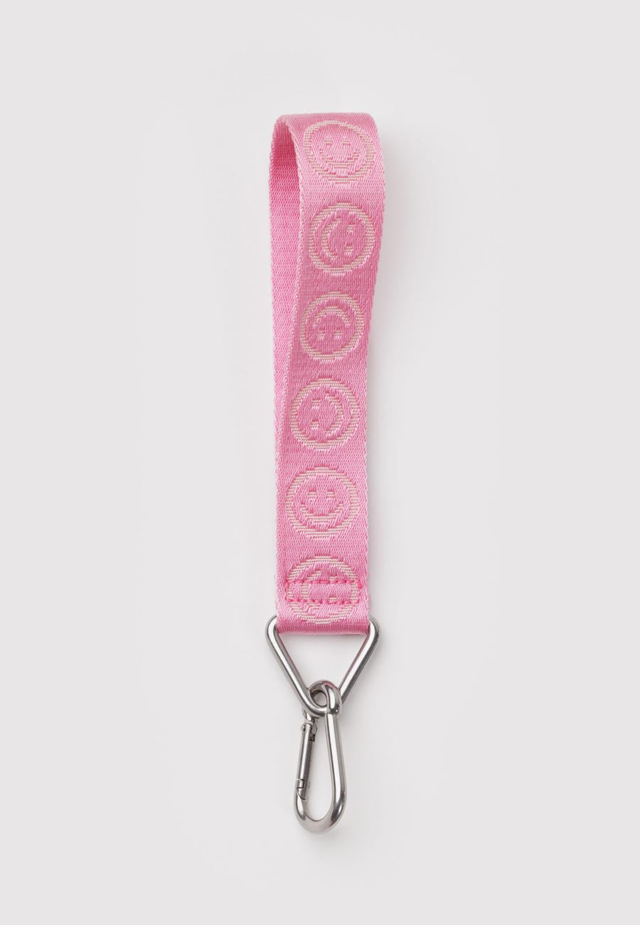 Baggu Logo Keychain Pink Happy