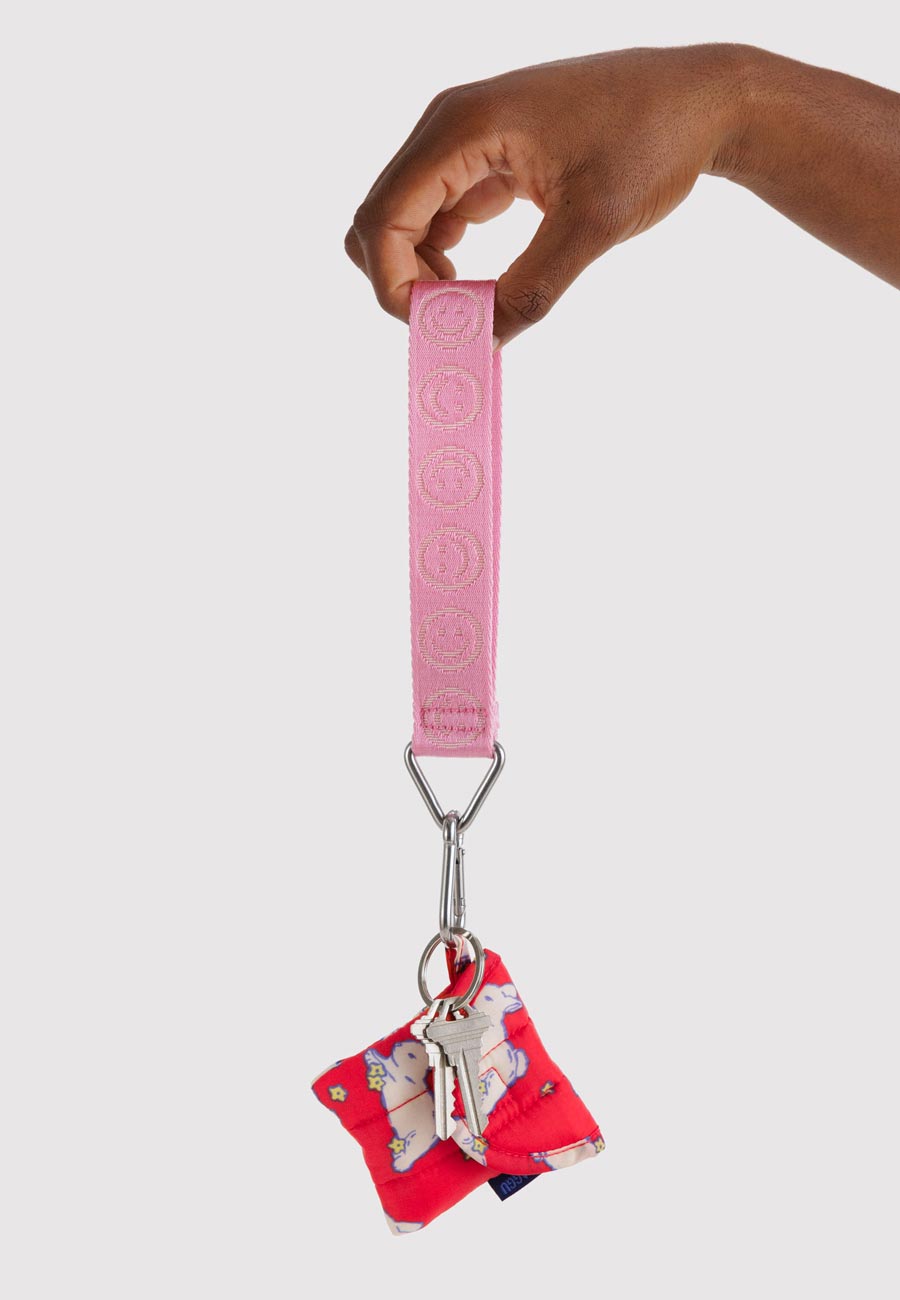 Baggu Logo Keychain Pink Happy