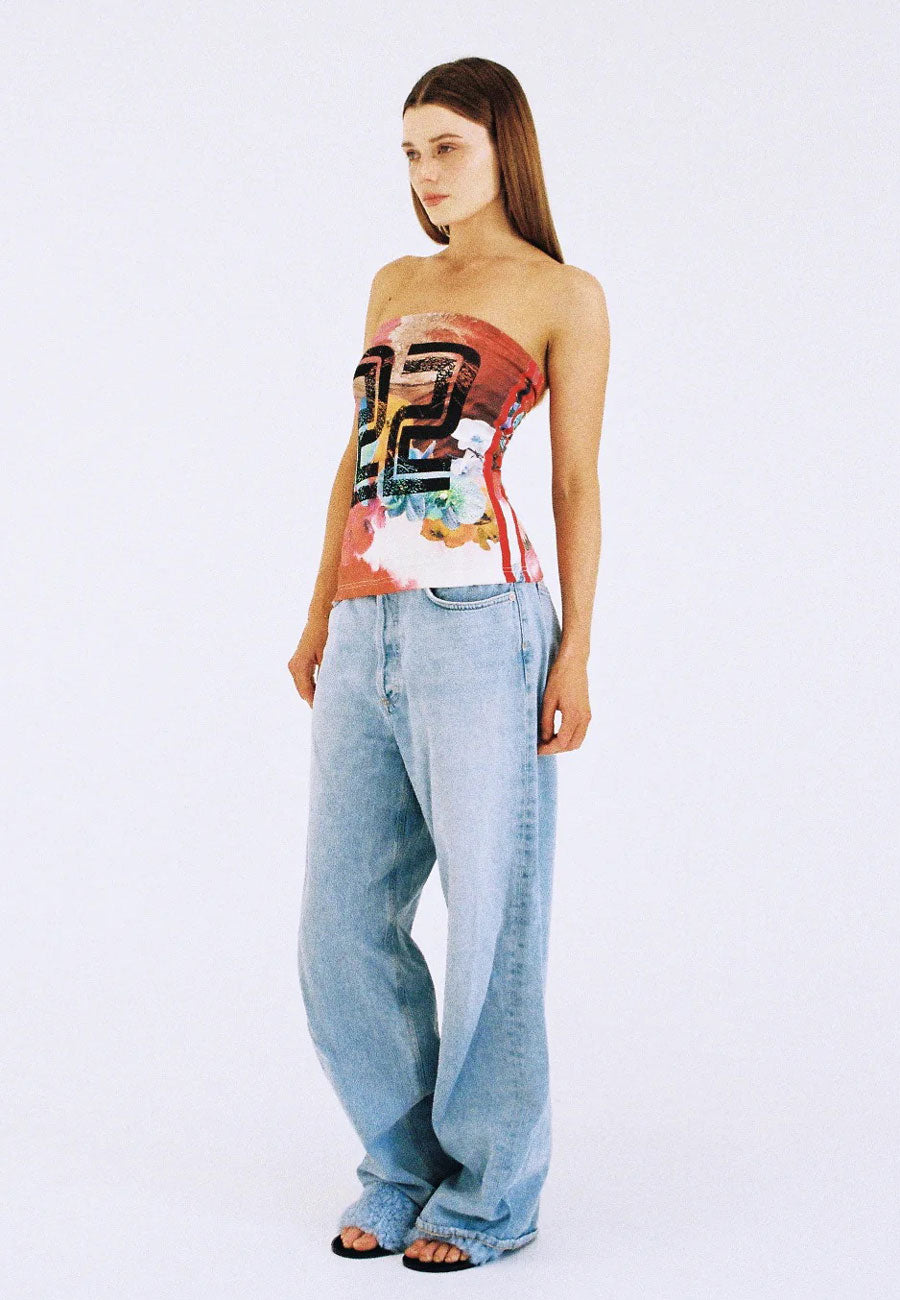 Lottie Hall Lucky Tube Top Butterfly Wave Red