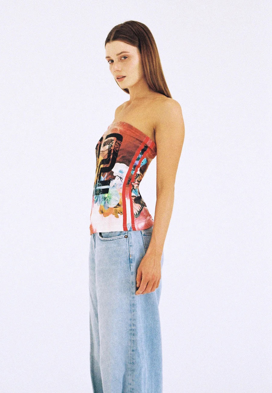 Lottie Hall Lucky Tube Top Butterfly Wave Red