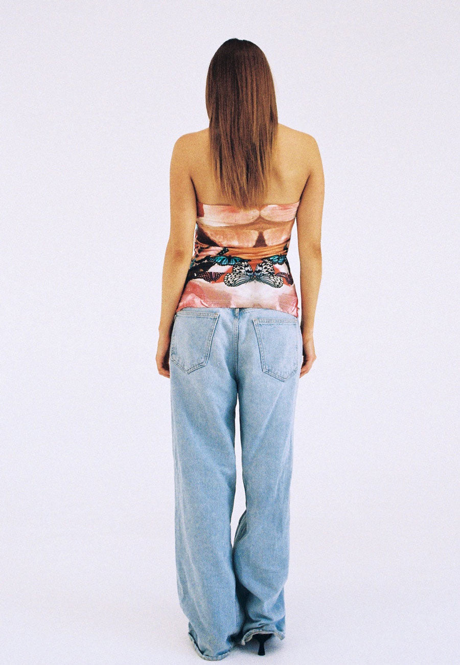 Lottie Hall Lucky Tube Top Butterfly Wave Red