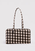 Baggu Medium Nylon Bowler Bag Blurred Gingham Brown