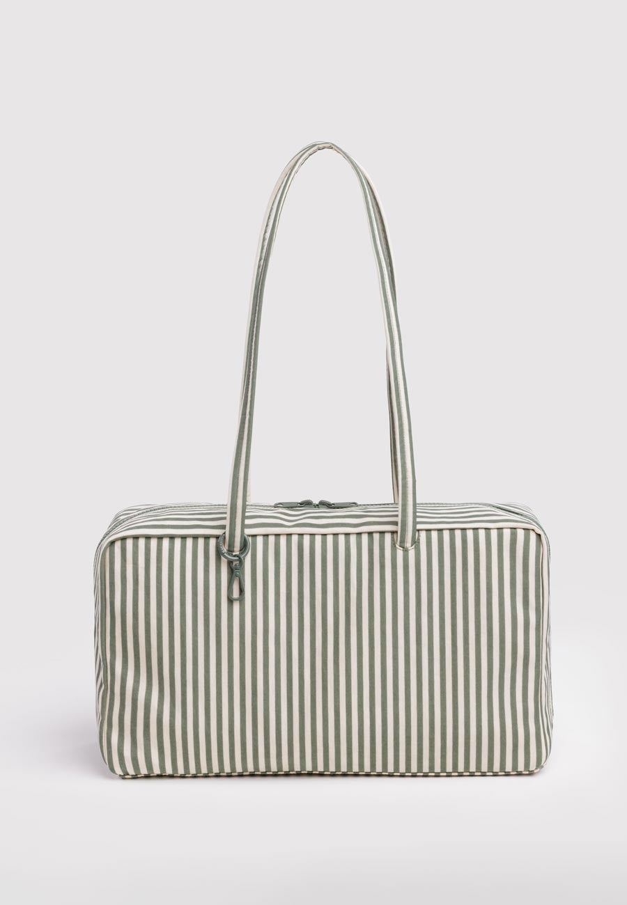 Baggu Medium Nylon Bowler Bag Sage Stripe