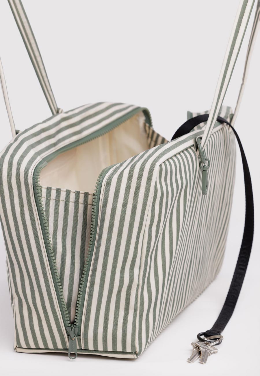 Baggu Medium Nylon Bowler Bag Sage Stripe