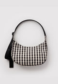 Baggu Medium Nylon Crescent Bag Black and Cream Gingham
