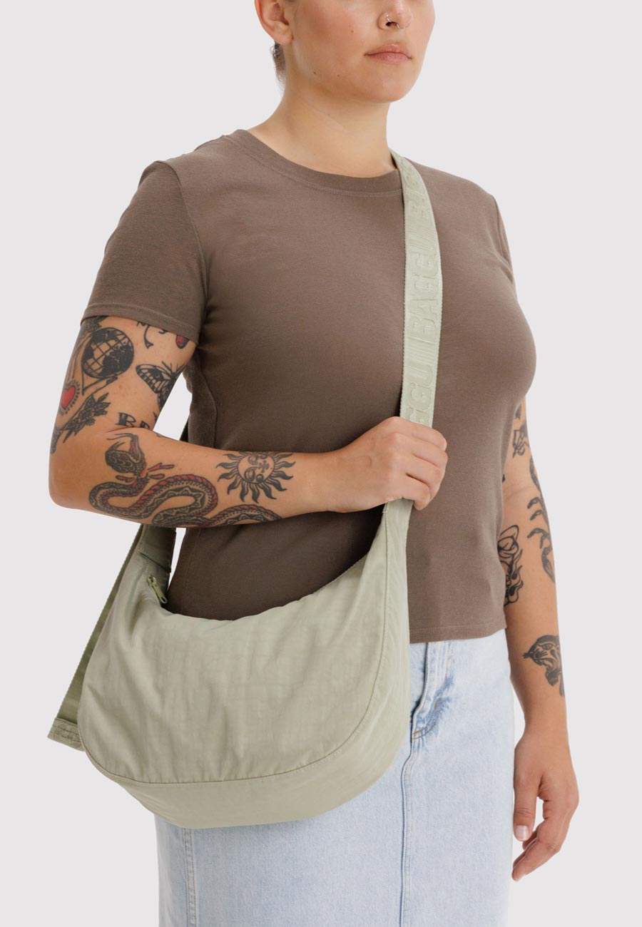 Baggu Medium Nylon Crescent Bag Celadon