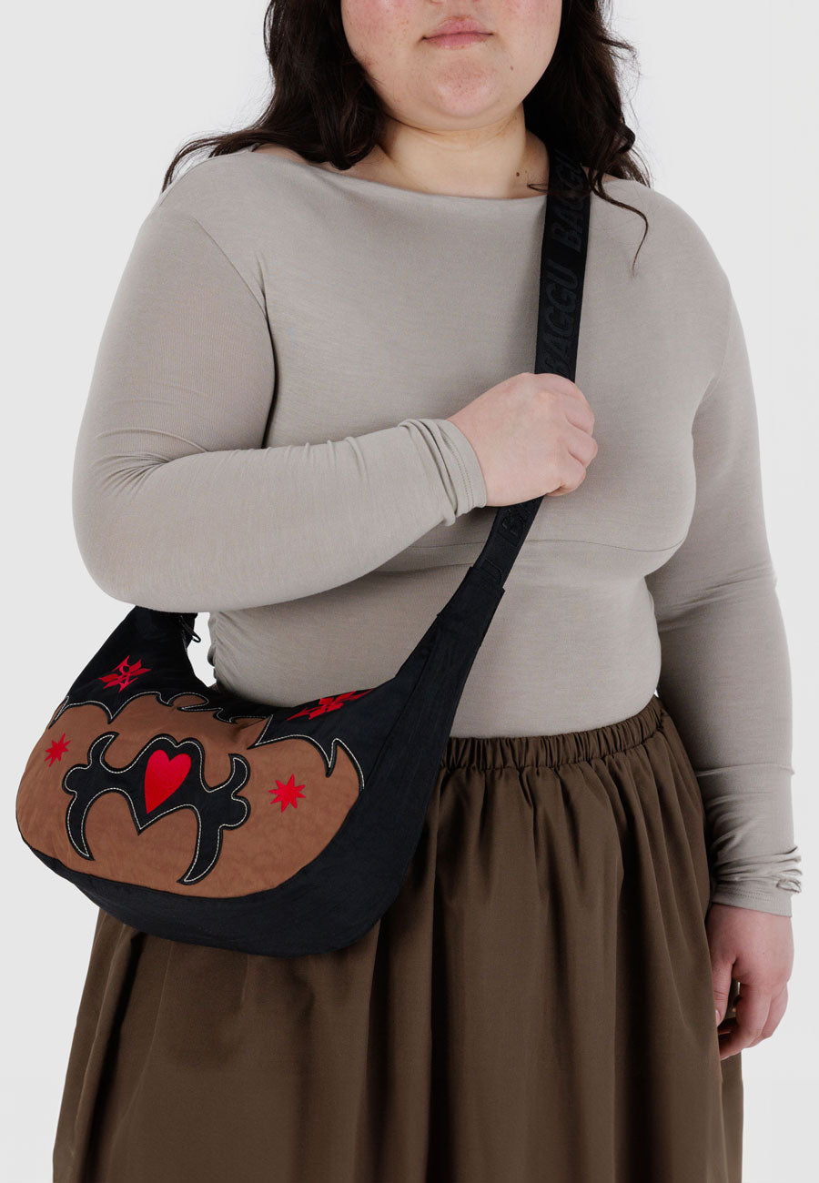 Baggu Medium Nylon Crescent Bag Western Appliqué