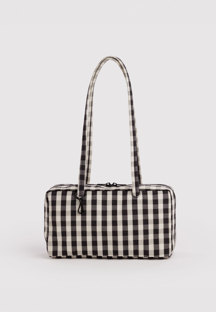 Baggu Nylon Bowler Bag Black and Cream Gingham