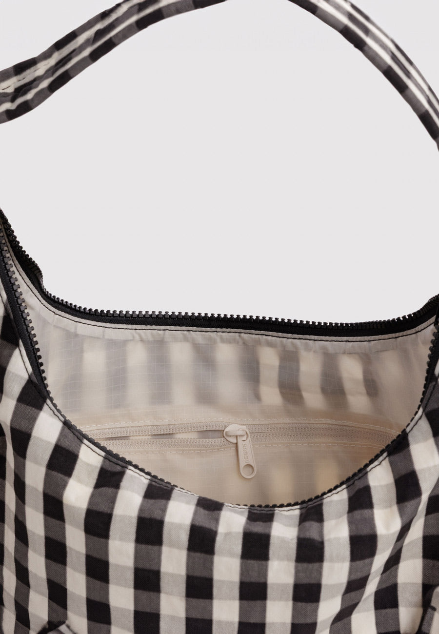 Baggu Nylon Shoulder Bag Black and Cream Gingham