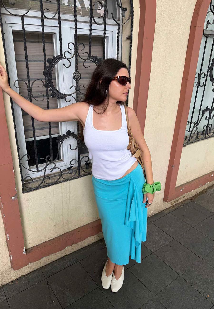 Olga Joan Flounce Skirt Acqua