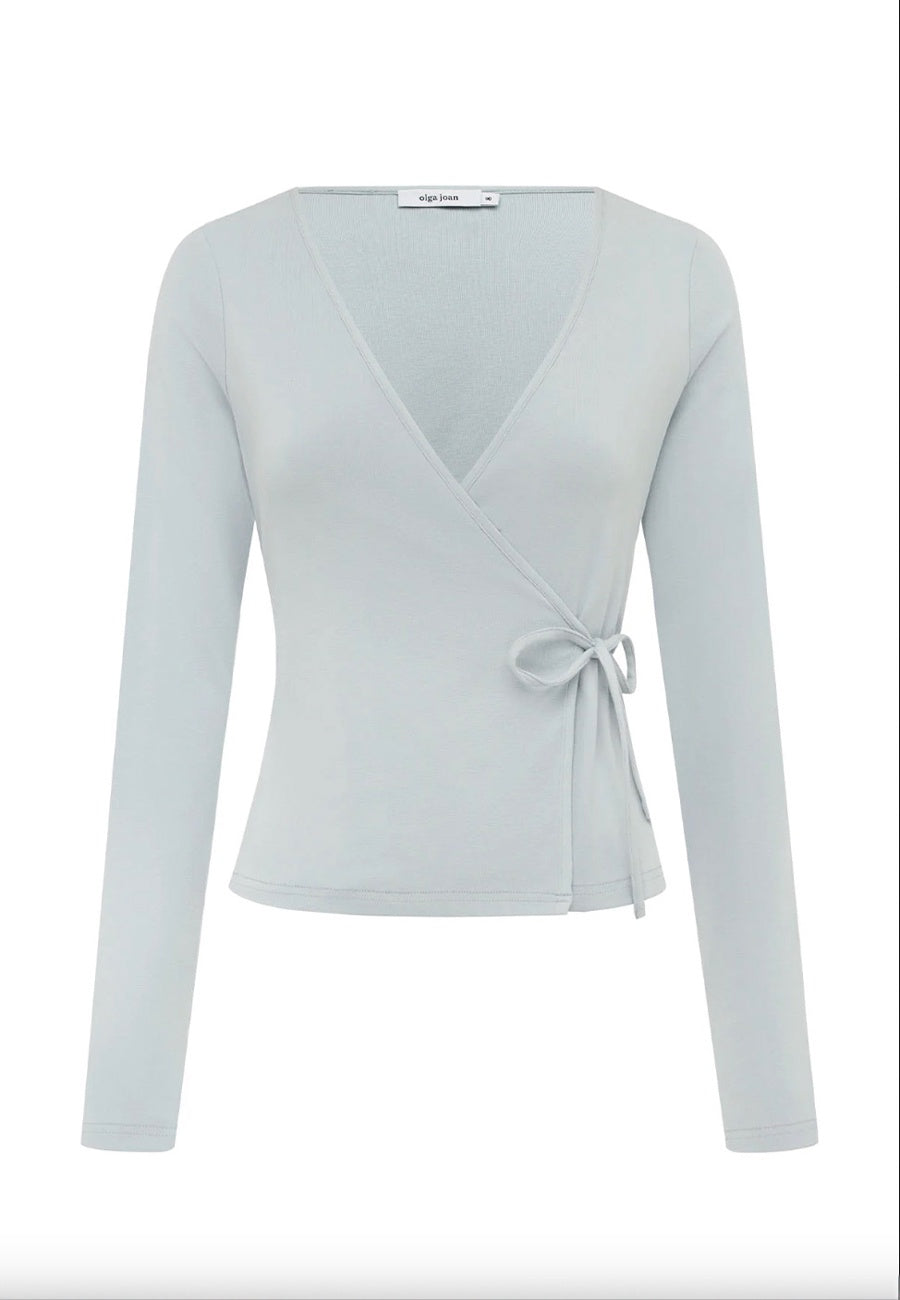 Olga Joan Long Sleeve Wrap Top Perla