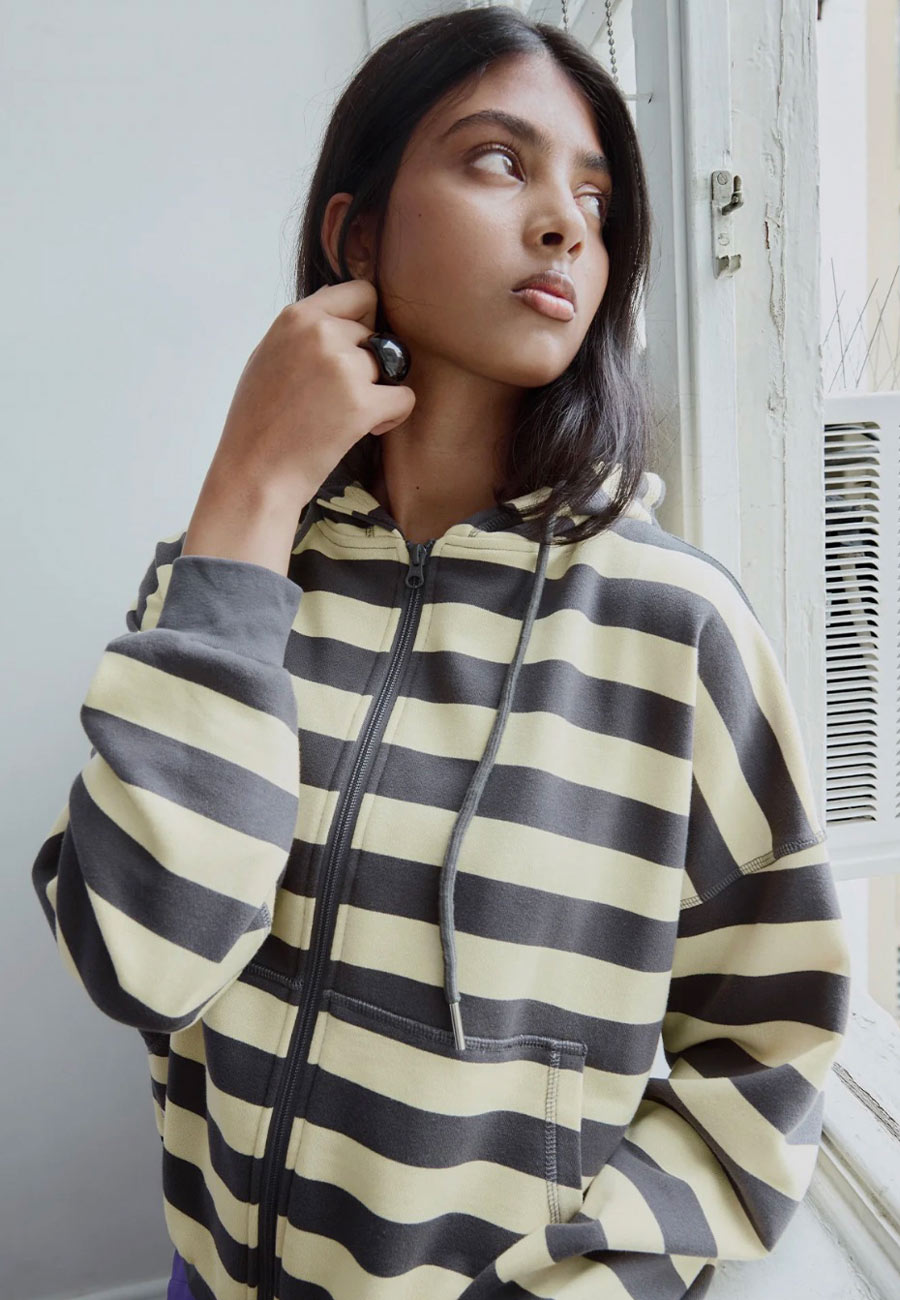 Olga Joan Zip Hoodie Limone Stripe