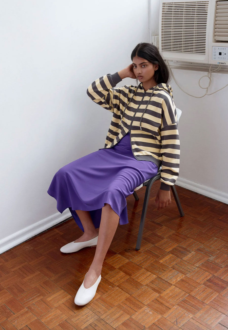 Olga Joan Zip Hoodie Limone Stripe