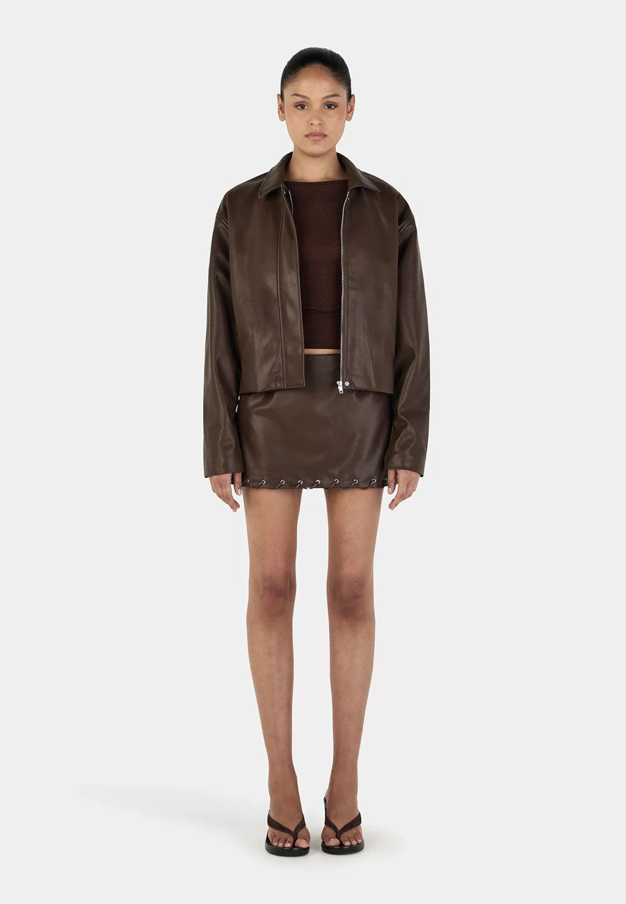 Ownley Giselle Lace Up Jacket Chocolate