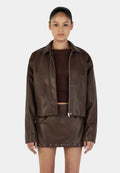 Ownley Giselle Lace Up Jacket Chocolate