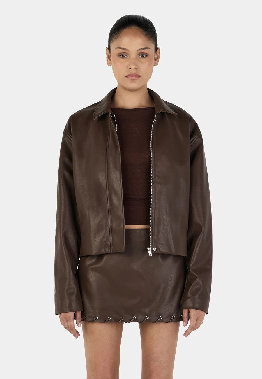 Ownley Giselle Lace Up Jacket Chocolate