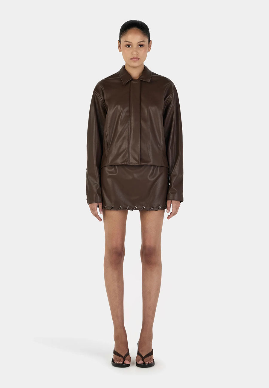 Ownley Giselle Lace Up Jacket Chocolate