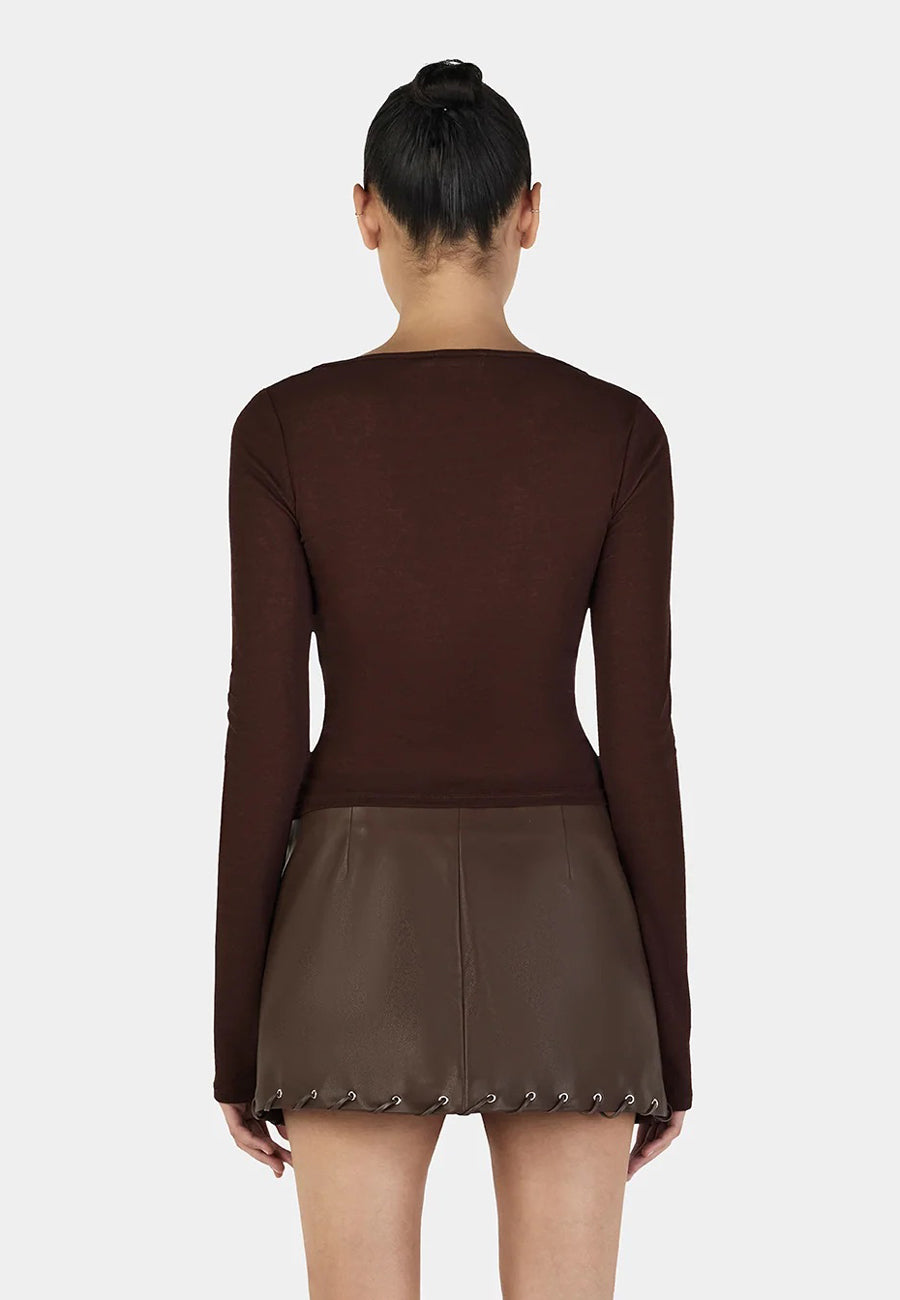 Ownley Sade Long Sleeve Top Chocolate