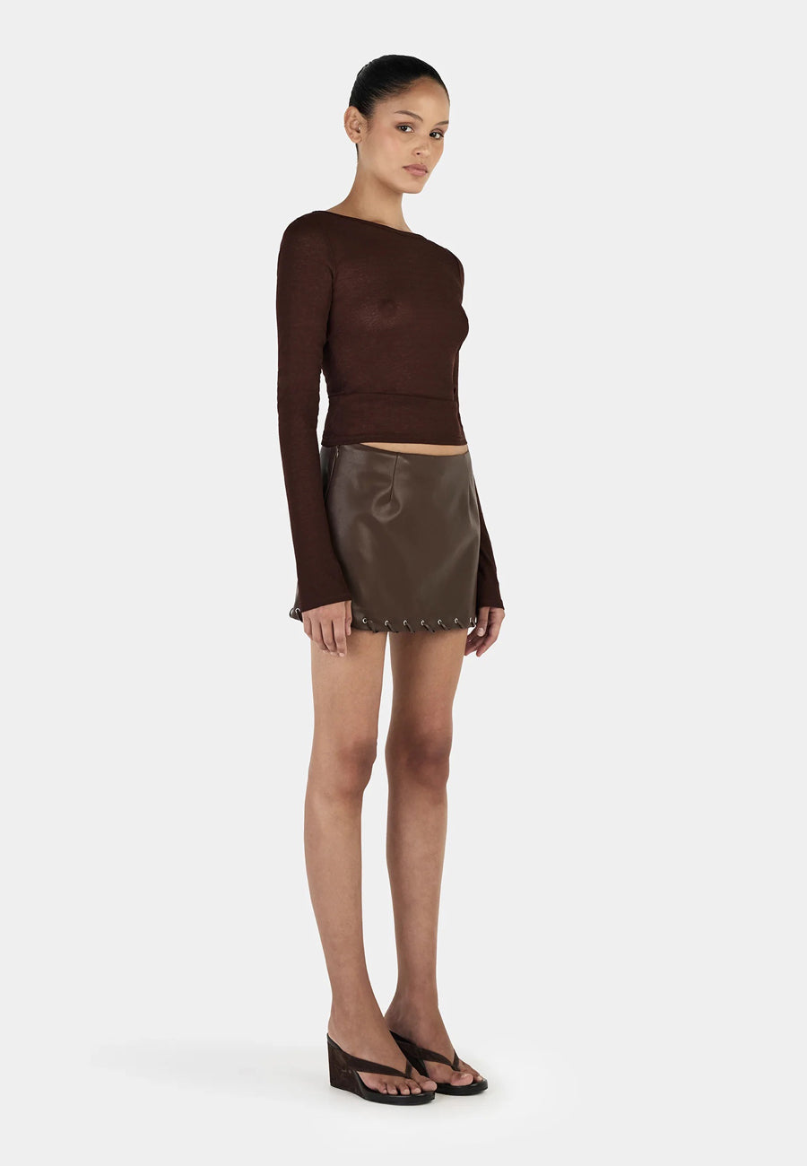 Ownley Sade Long Sleeve Top Chocolate