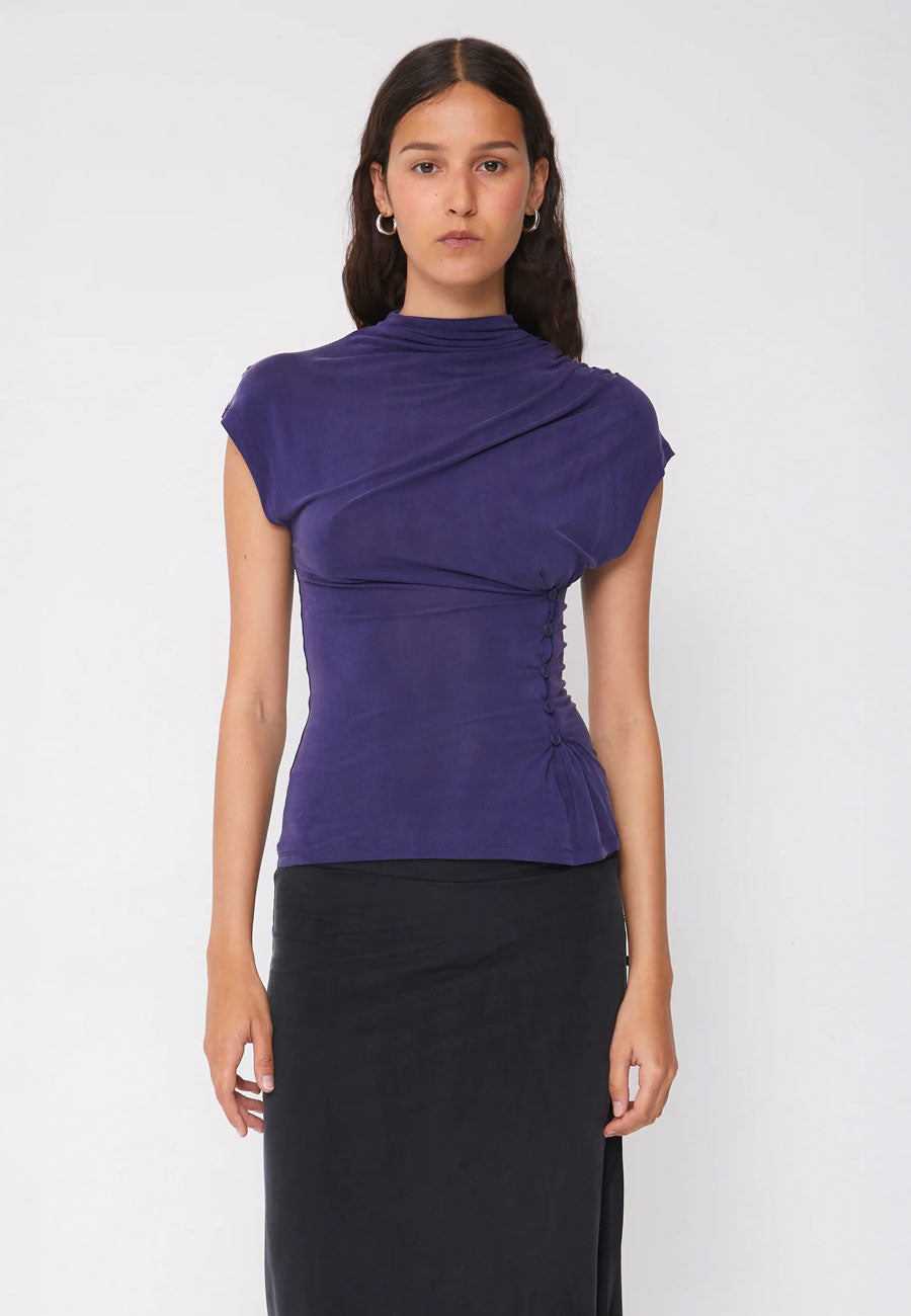 Peachy Den Kylie Button Top Aubergine