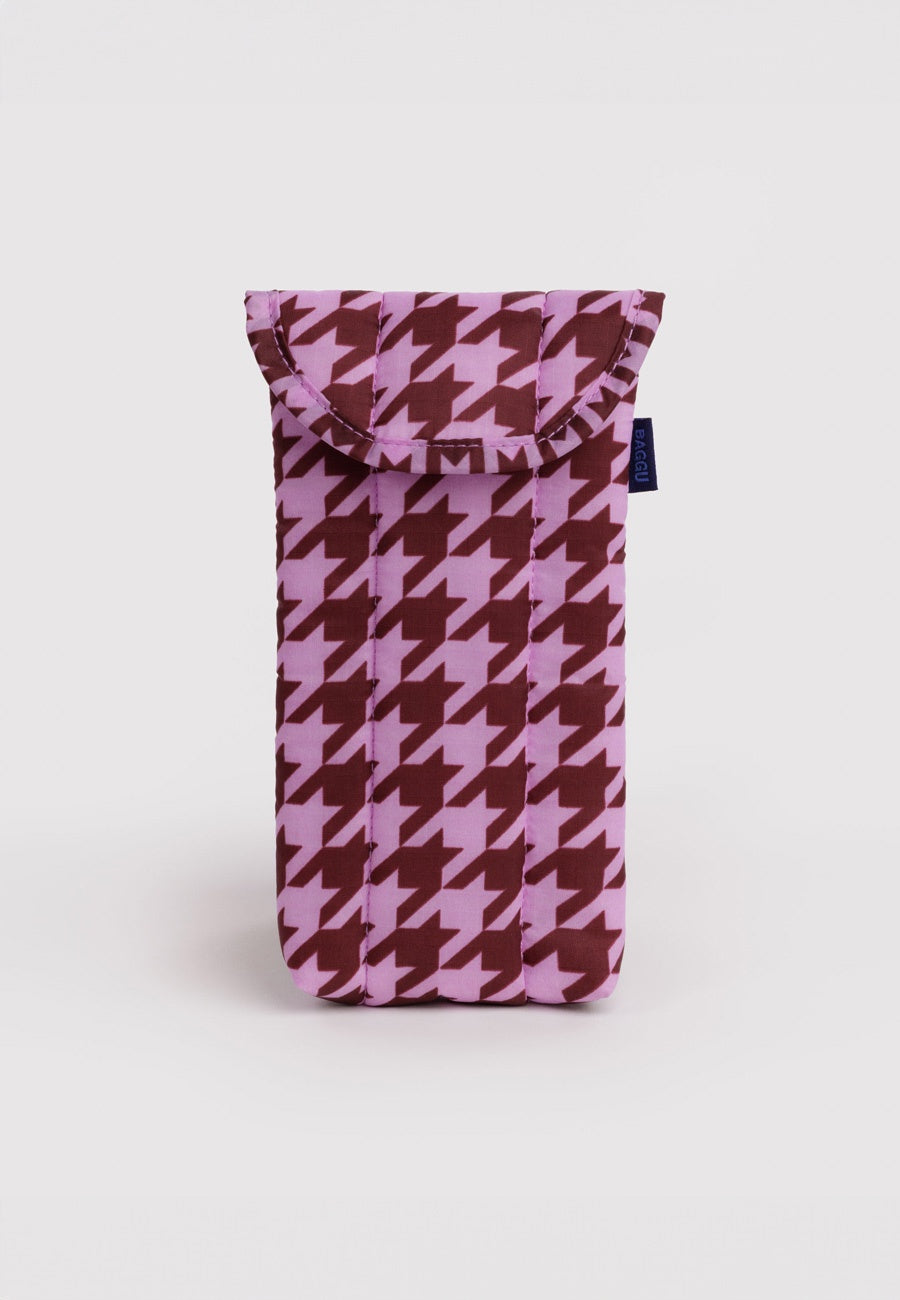 Baggu Puffy Glasses Sleeve Pink Houndstooth
