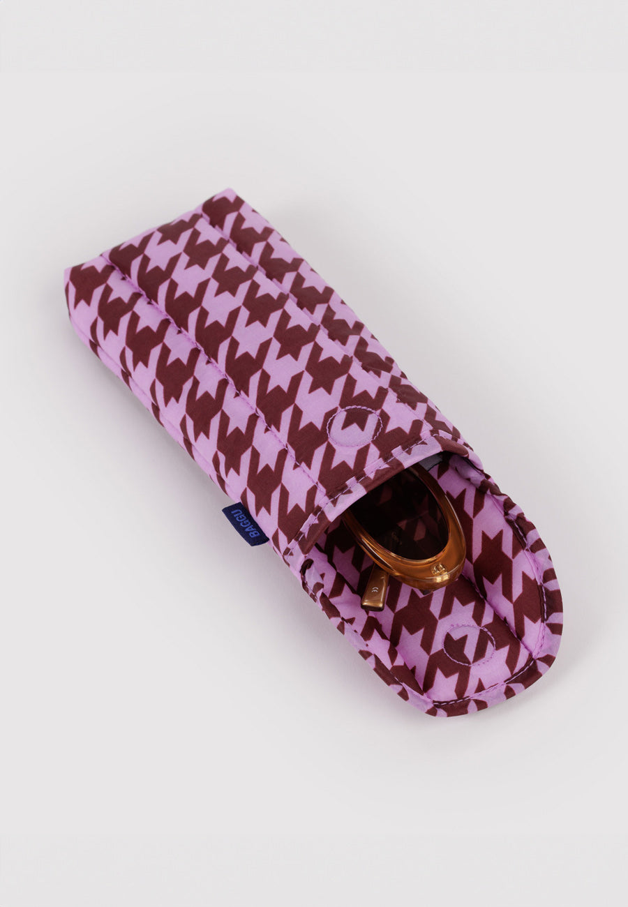 Baggu Puffy Glasses Sleeve Pink Houndstooth