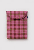 Baggu Puffy Laptop Sleeve Azalea Pink Tartan 13/14"