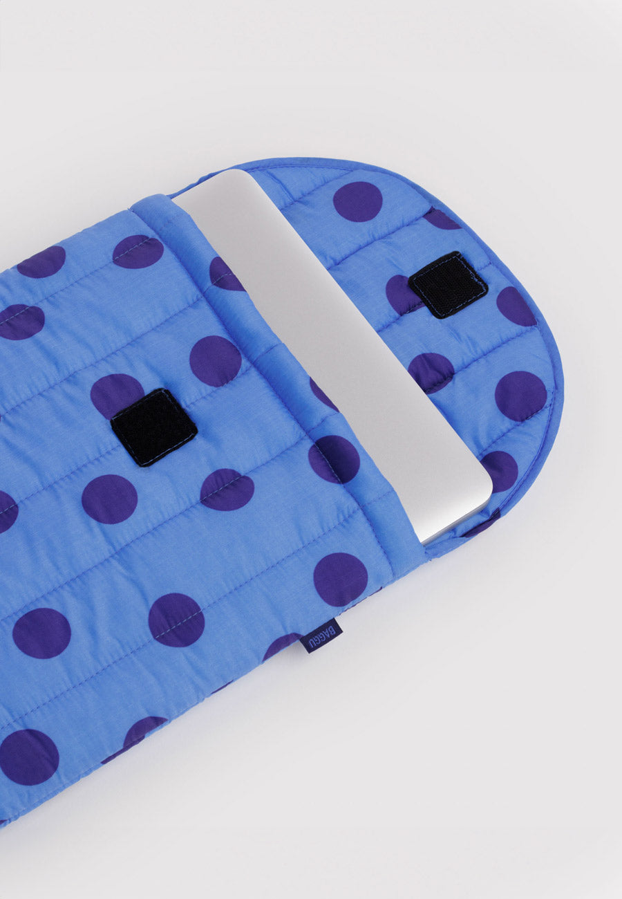 Baggu Puffy Laptop Sleeve Blue Polka Dot 16"