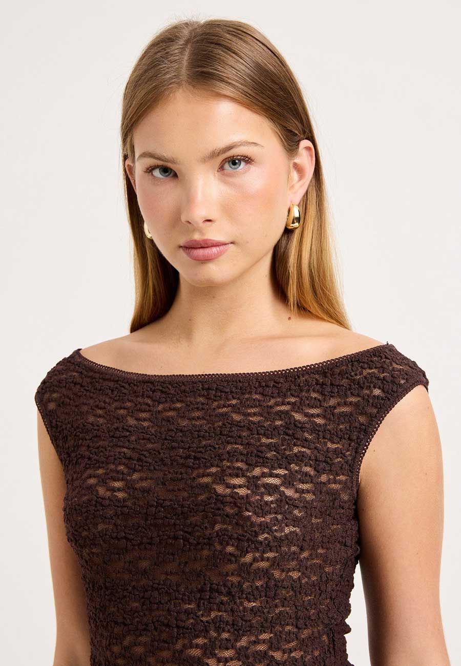Rolla's Rosalie Lace Top Chocolate