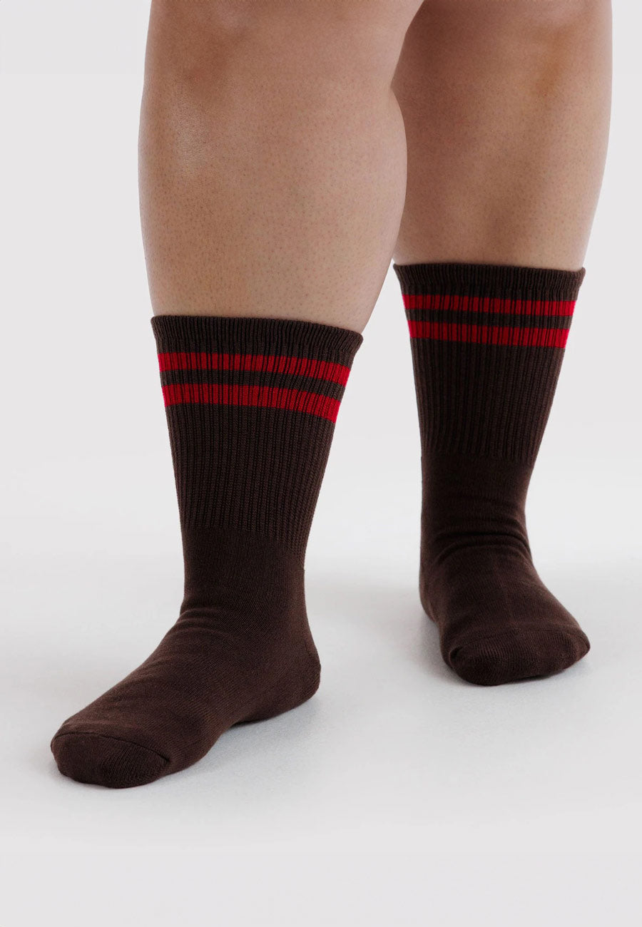 Baggu Ribbed Sock Coffee Stripe