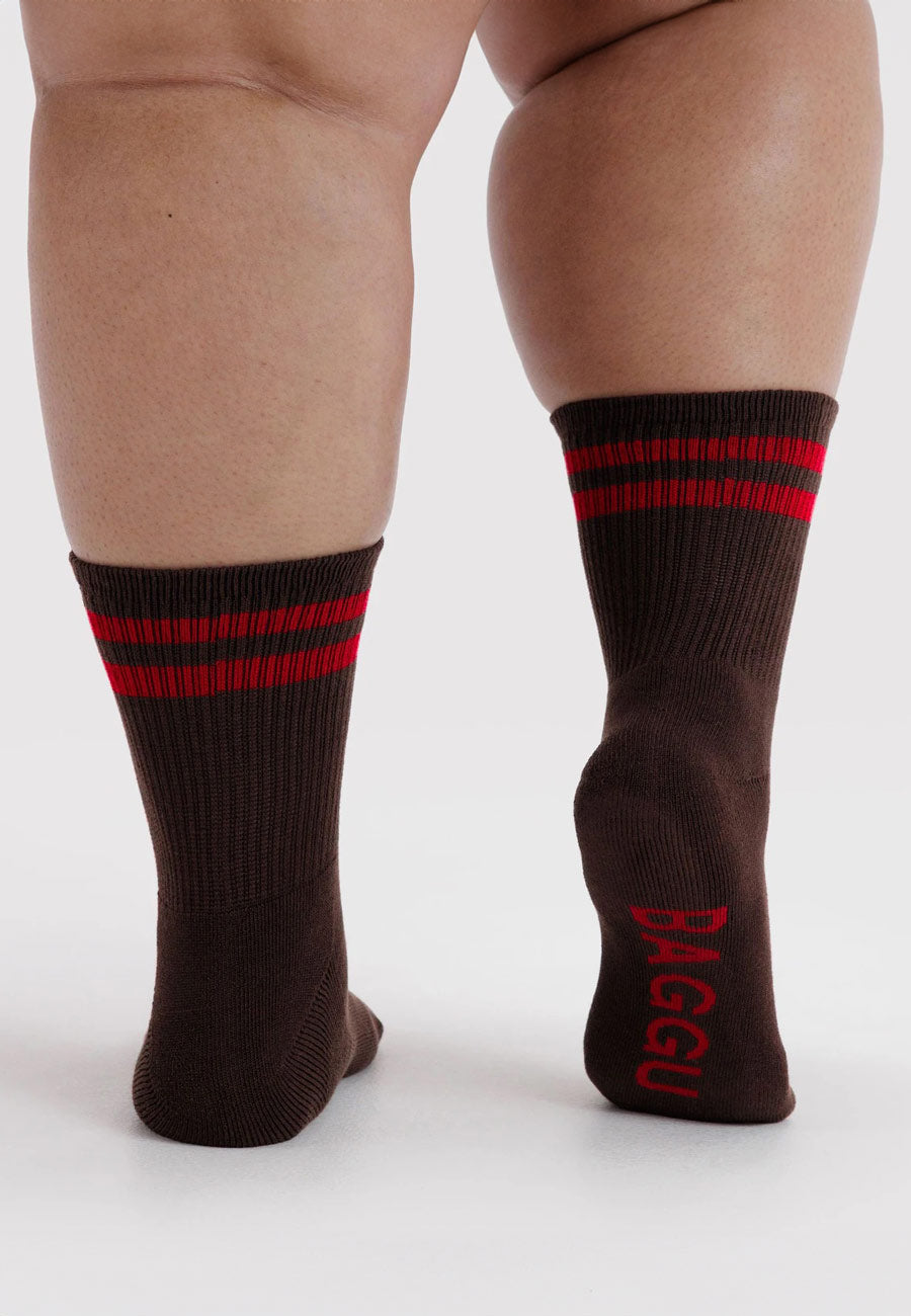 Baggu Ribbed Sock Coffee Stripe