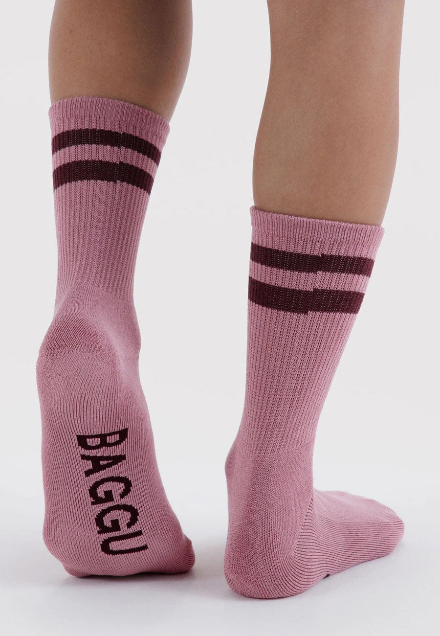 Baggu Ribbed Sock Wild Plum Stripe