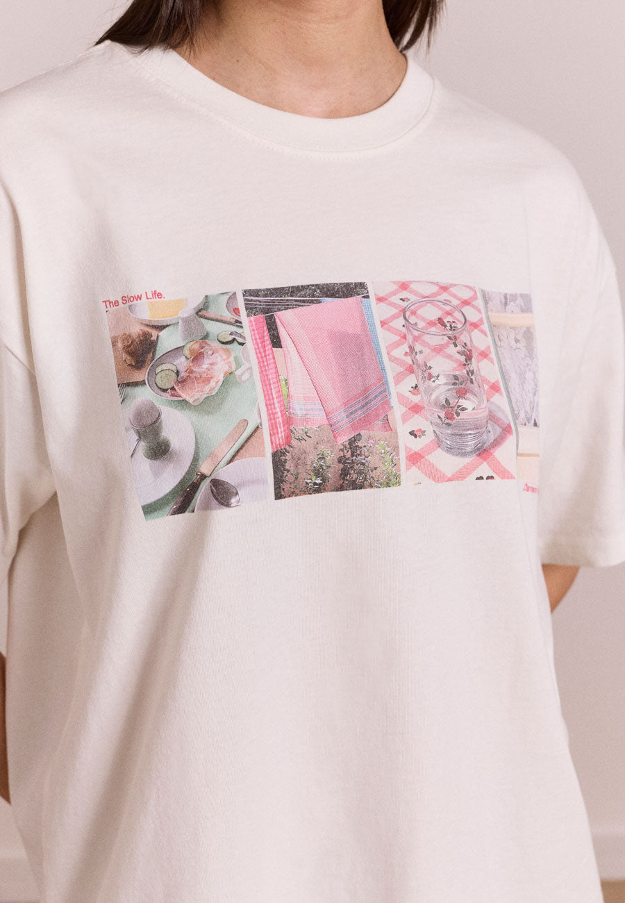 Damson Madder Slow Life Crossword Graphic Tee Ecru