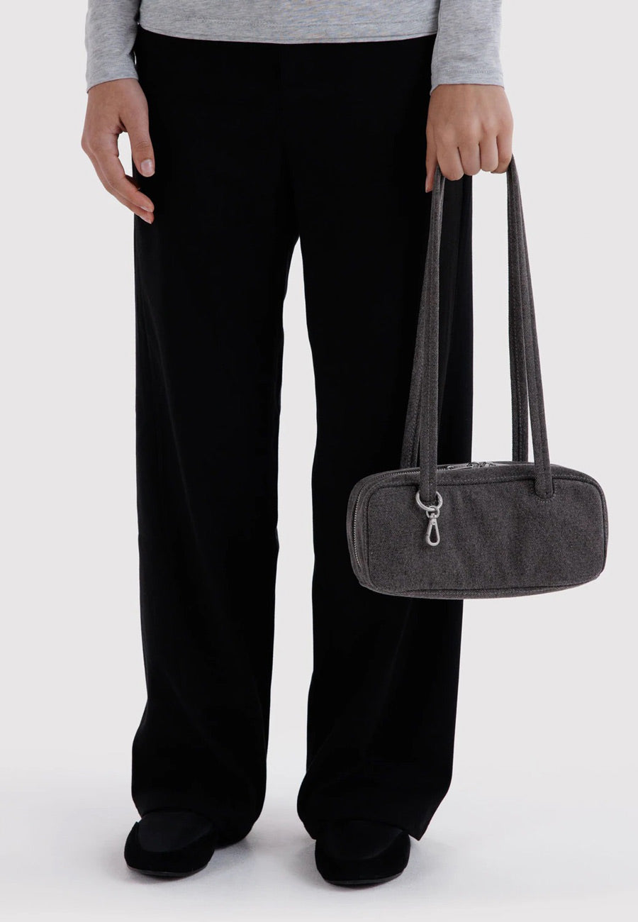 Baggu Small Denim Bowler Bag Washed Black Denim