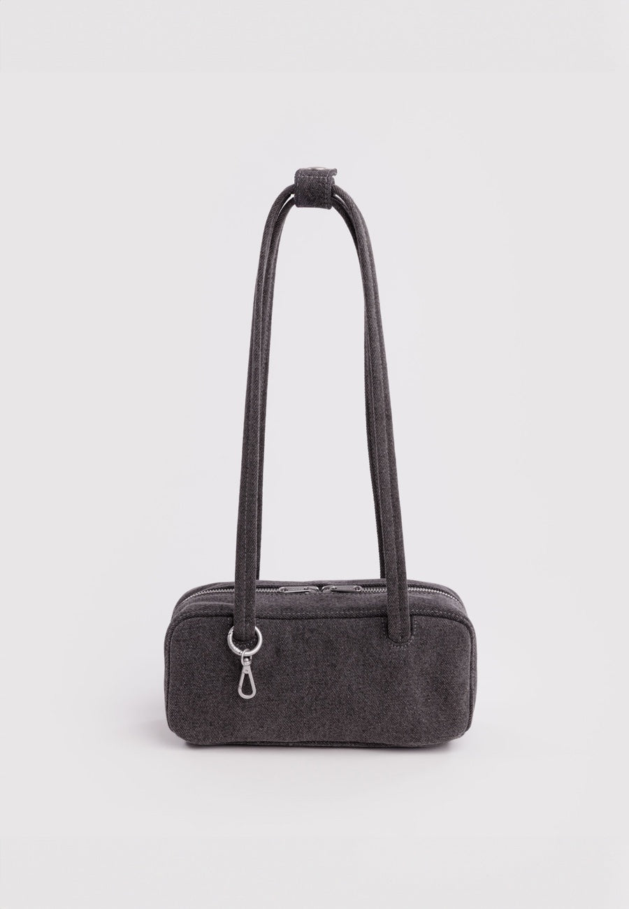 Baggu Small Denim Bowler Bag Washed Black Denim