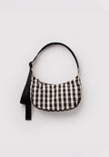 Baggu Small Nylon Crescent Bag Black and Cream Gingham