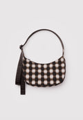 Baggu Small Nylon Crescent Bag Blurred Gingham Brown