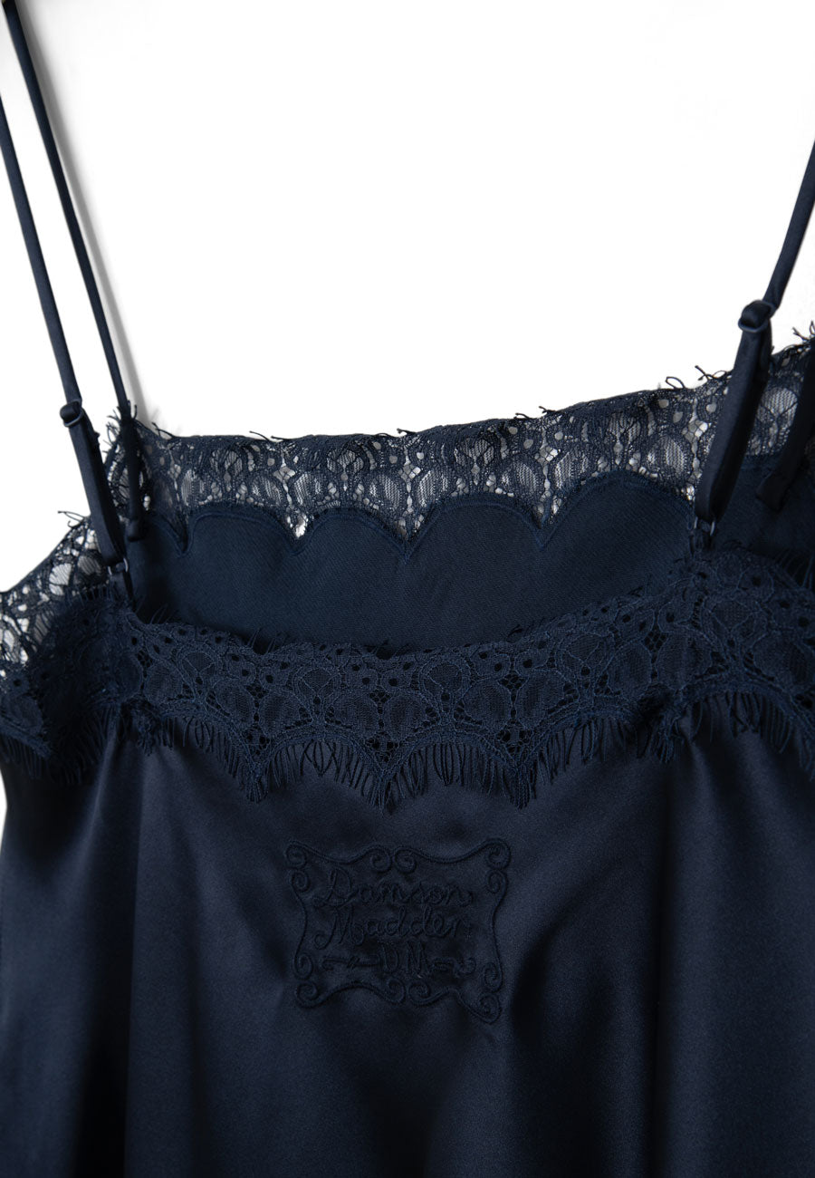 Damson Madder Tansy Satin and Lace Cami Navy