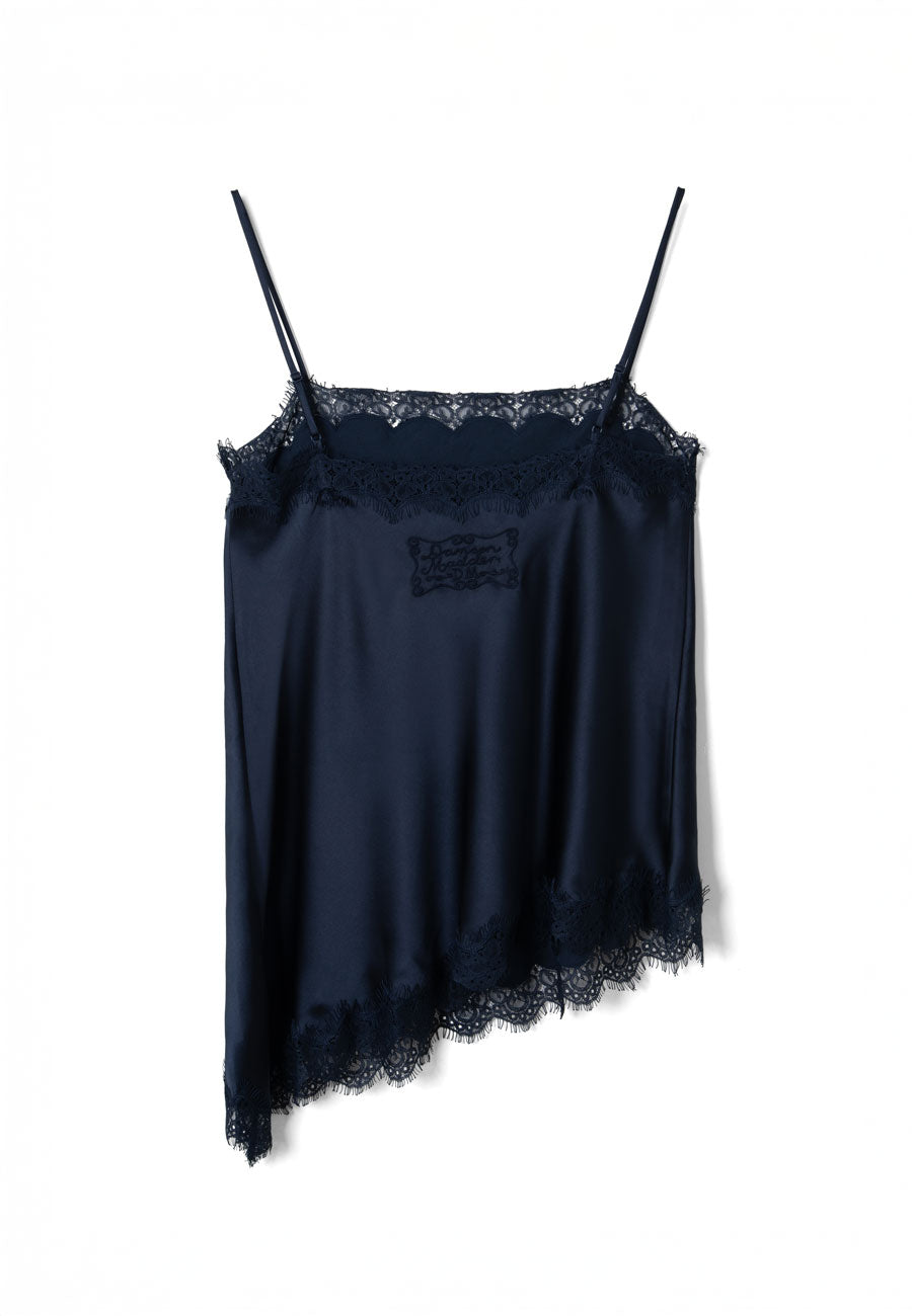 Damson Madder Tansy Satin and Lace Cami Navy
