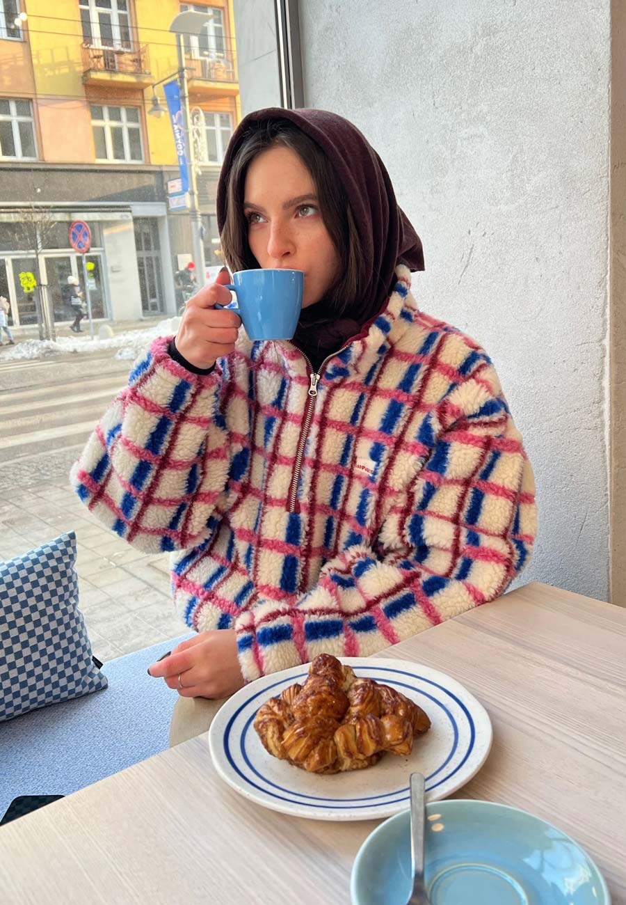 Happymess Woolen Kangaroo Jacket Pink & Cobalt