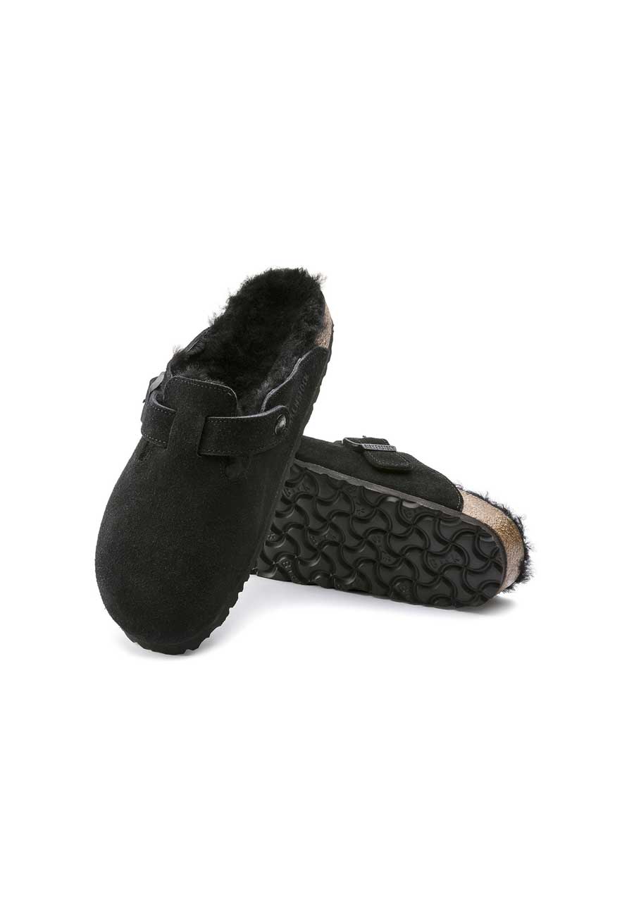 Birkenstock Boston Suede Shearling Black